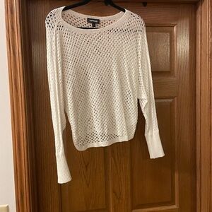 Express Cream Open-Knit Sweater